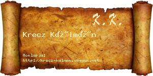 Krecz Kálmán névjegykártya